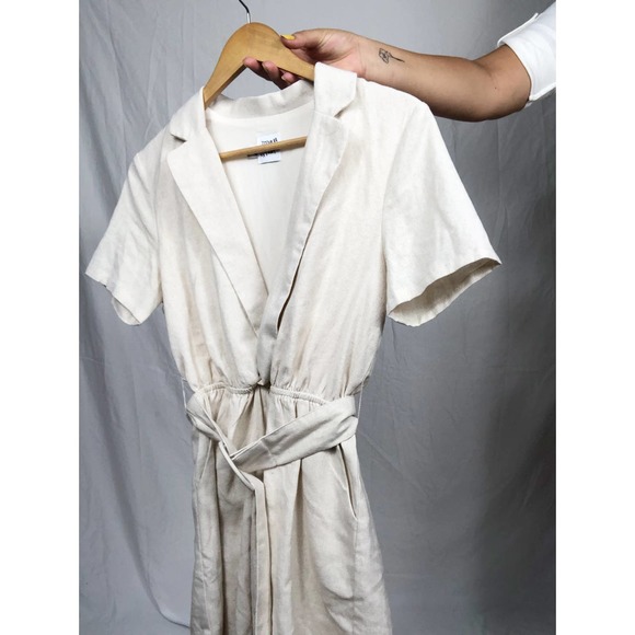 PRINCESS POLLY | Women's Size 4 Cream Beige Turin Collared Wrap Romper Pockets - Picture 5 of 9